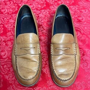 Rockport Men’s Tan Leather Penny Loafers 12W Wide Slip On Dress Casual